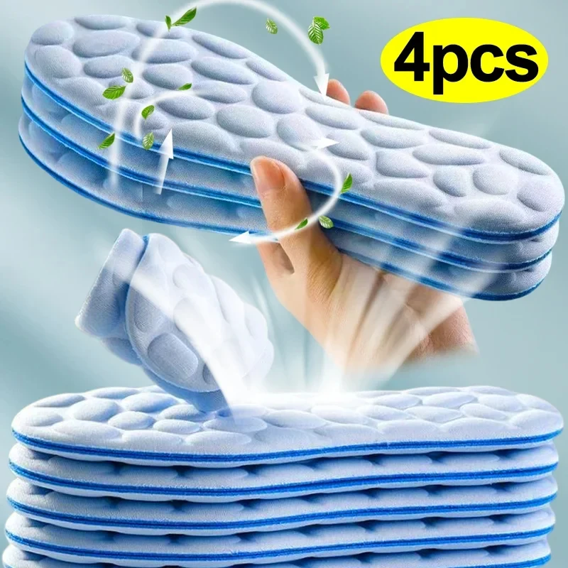 Insole Memory Foam - แผ่นรองพื้นรองเท้าเมมโมรี่โฟมนวดแบบนุ่ม 2/4 ชิ้น สำหรับรองเท้ากีฬาวิ่ง ระบายอากาศได้ดี รองรับแรงกระแทก